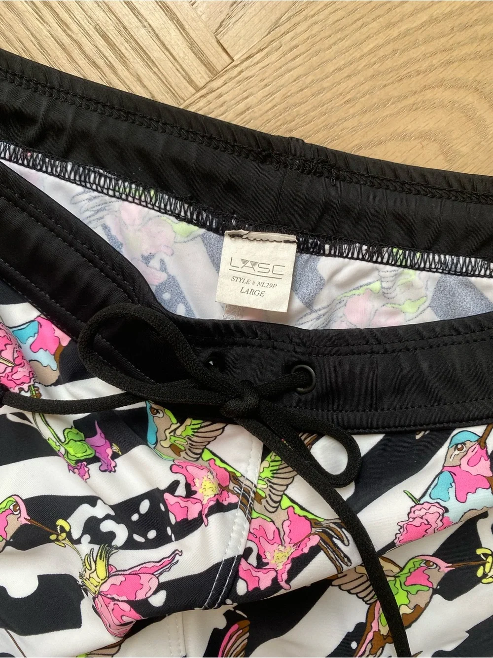 Black Hummingbird Print Men’s Swim Bike Shorts
